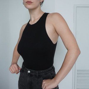 Wilfred Free Ribbed Black Halter Bodysuit